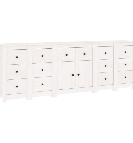Sideboard Weiß 230x35x80 cm Massivholz Kiefer