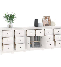 Sideboard Weiß 230x35x80 cm Massivholz Kiefer