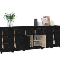 Sideboard Schwarz 230x35x80 cm Massivholz Kiefer