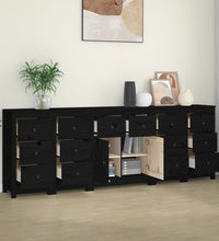 Sideboard Schwarz 230x35x80 cm Massivholz Kiefer