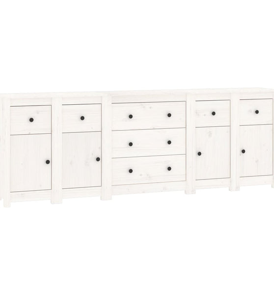 Sideboard Weiß 230x35x80 cm Massivholz Kiefer