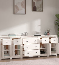 Sideboard Weiß 230x35x80 cm Massivholz Kiefer