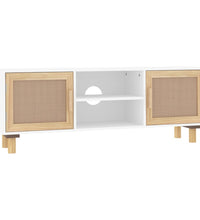 TV-Schrank Weiß 105x30x40 cm Massivholz Kiefer Natur-Rattan