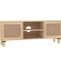 TV-Schrank Braun 105x30x40 cm Massivholz Kiefer Natur-Rattan