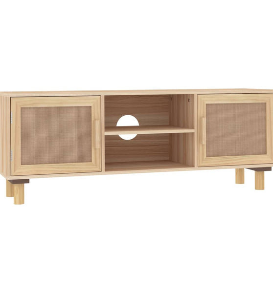 TV-Schrank Braun 105x30x40 cm Massivholz Kiefer Natur-Rattan