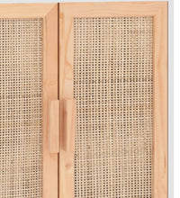 Sideboard Weiß 60x30x70 cm Massivholz Kiefer und Natur-Rattan