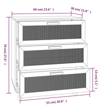 Sideboard Weiß 60x30x70 cm Massivholz Kiefer und Natur-Rattan
