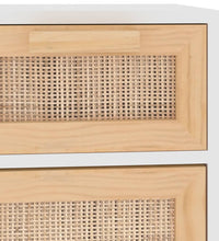 Sideboard Weiß 60x30x75 cm Massivholz Kiefer und Natur-Rattan