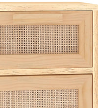 Sideboard Braun 60x30x75 cm Massivholz Kiefer und Natur-Rattan