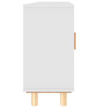 Sideboard Weiß 105x30x60 cm Massivholz Kiefer und Natur-Rattan