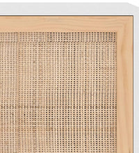 Sideboard Weiß 105x30x60 cm Massivholz Kiefer und Natur-Rattan