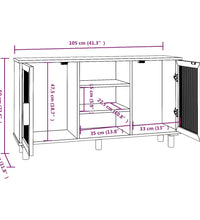 Sideboard Weiß 105x30x60 cm Massivholz Kiefer und Natur-Rattan
