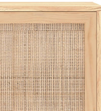 Sideboard Braun 105x30x60 cm Massivholz Kiefer und Natur-Rattan
