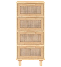Sideboard Braun 40x30x90 cm Massivholz Kiefer und Natur-Rattan
