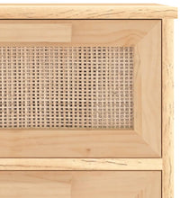 Sideboard Braun 40x30x90 cm Massivholz Kiefer und Natur-Rattan