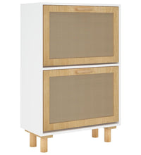 Schuhschrank Weiß 52x25x80 cm Holzwerkstoff & Rattan Natur