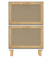 Schuhschrank Weiß 52x25x80 cm Holzwerkstoff & Rattan Natur