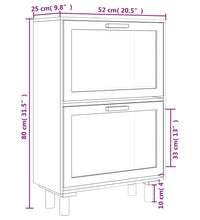 Schuhschrank Weiß 52x25x80 cm Holzwerkstoff & Rattan Natur