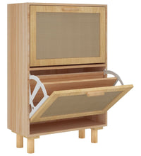 Schuhschrank Braun 52x25x80 cm Holzwerkstoff & Rattan Natur