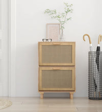 Schuhschrank Braun 52x25x80 cm Holzwerkstoff & Rattan Natur