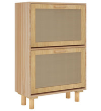 Schuhschrank Braun 52x25x80 cm Holzwerkstoff & Rattan Natur