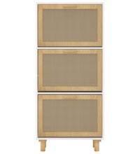Schuhschrank Weiß 52x25x115 cm Holzwerkstoff & Rattan Natur