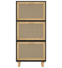 Schuhschrank Schwarz 52x25x115 cm Holzwerkstoff & Rattan Natur
