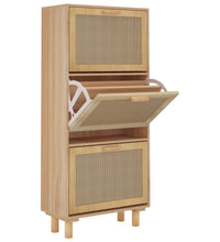Schuhschrank Braun 52x25x115 cm Holzwerkstoff & Rattan Natur
