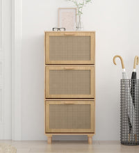 Schuhschrank Braun 52x25x115 cm Holzwerkstoff & Rattan Natur