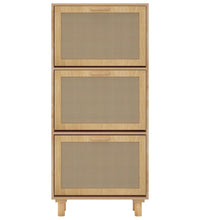 Schuhschrank Braun 52x25x115 cm Holzwerkstoff & Rattan Natur