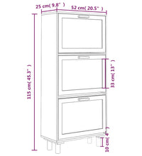 Schuhschrank Braun 52x25x115 cm Holzwerkstoff & Rattan Natur