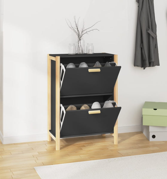 Schuhschrank Schwarz 57,5x33x80 cm Holzwerkstoff