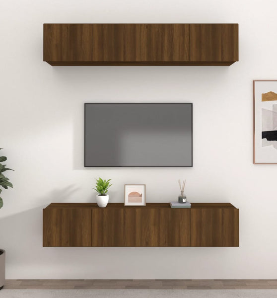 TV-Schränke 4 Stk. Braun Eichen-Optik 80x30x30 cm Holzwerkstoff