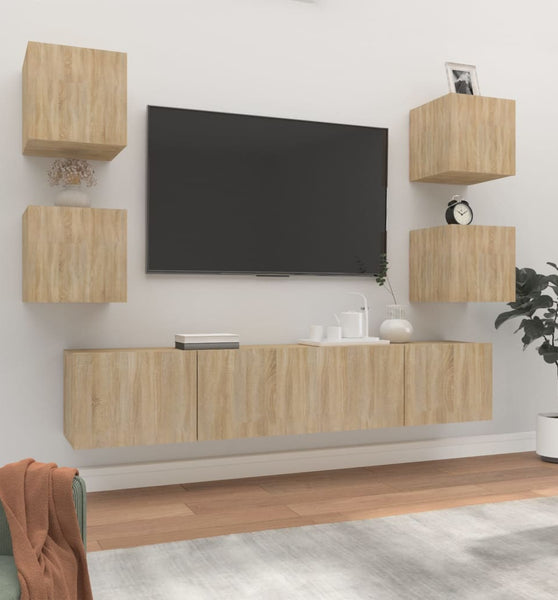 6-tlg. TV-Schrank-Set Sonoma-Eiche Holzwerkstoff