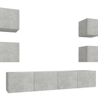 6-tlg. TV-Schrank-Set Betongrau Holzwerkstoff