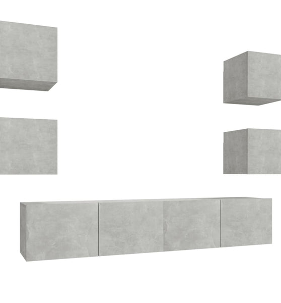 6-tlg. TV-Schrank-Set Betongrau Holzwerkstoff