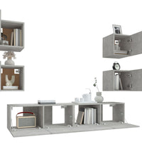 6-tlg. TV-Schrank-Set Betongrau Holzwerkstoff