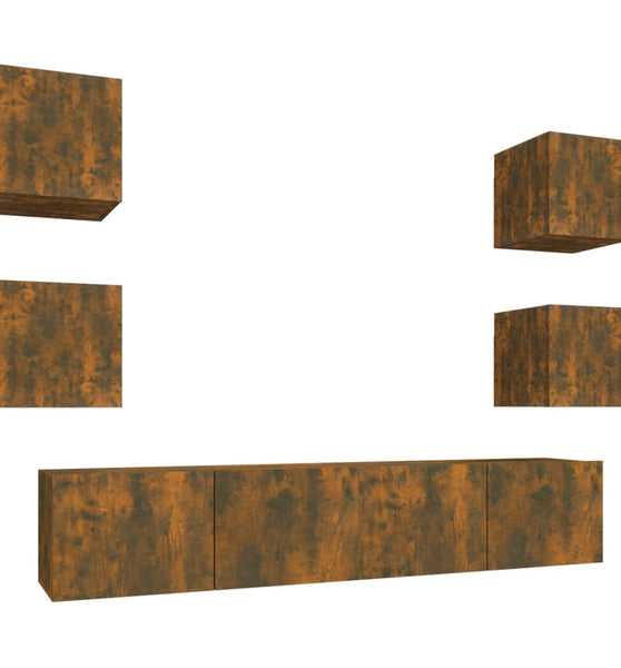 6-tlg. TV-Schrank-Set Räuchereiche Holzwerkstoff