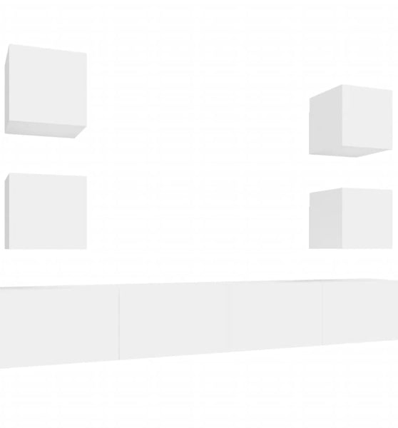 6-tlg. TV-Schrank-Set Weiß Holzwerkstoff