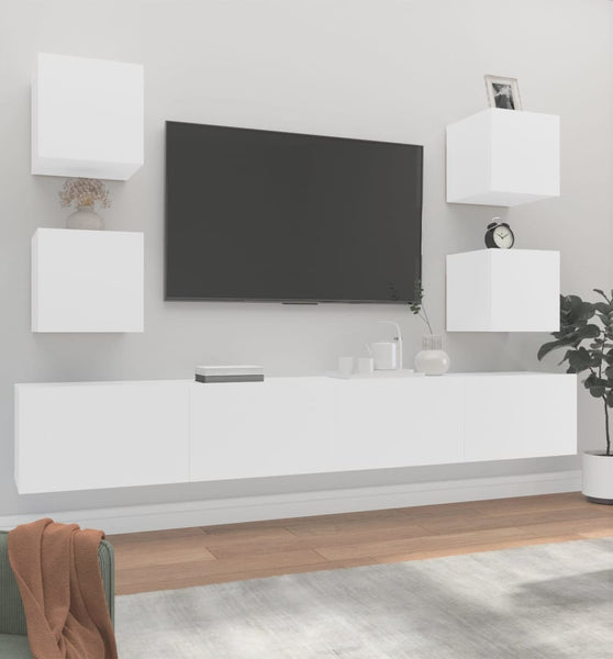 6-tlg. TV-Schrank-Set Weiß Holzwerkstoff