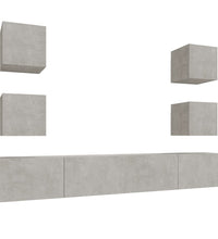 6-tlg. TV-Schrank-Set Betongrau Holzwerkstoff