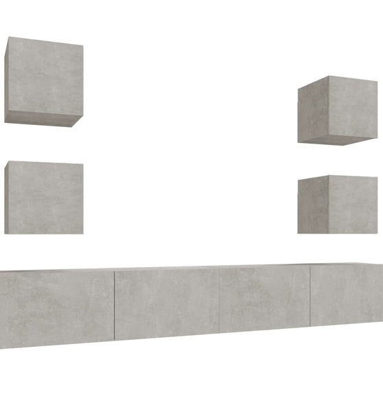 6-tlg. TV-Schrank-Set Betongrau Holzwerkstoff