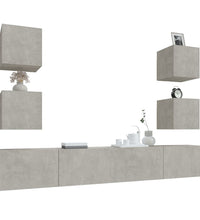 6-tlg. TV-Schrank-Set Betongrau Holzwerkstoff