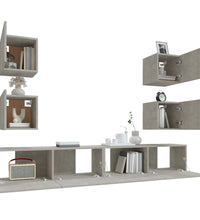 6-tlg. TV-Schrank-Set Betongrau Holzwerkstoff