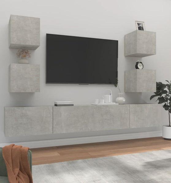 6-tlg. TV-Schrank-Set Betongrau Holzwerkstoff