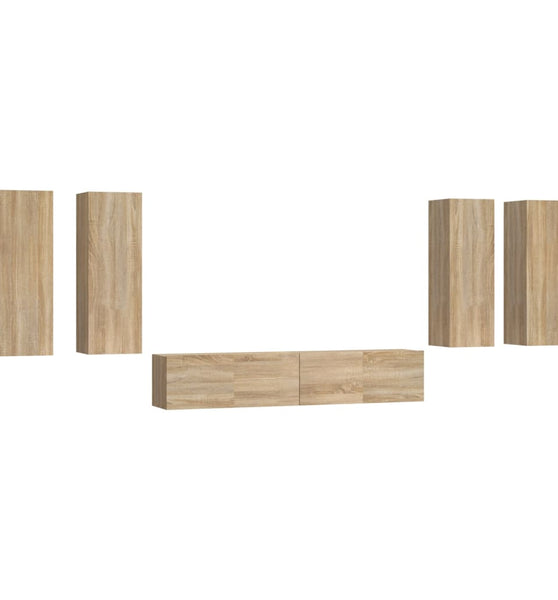 6-tlg. TV-Schrank-Set Sonoma-Eiche Holzwerkstoff