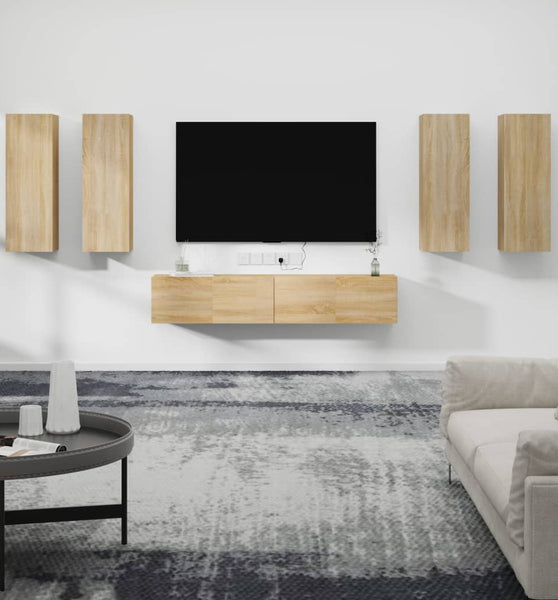 6-tlg. TV-Schrank-Set Sonoma-Eiche Holzwerkstoff