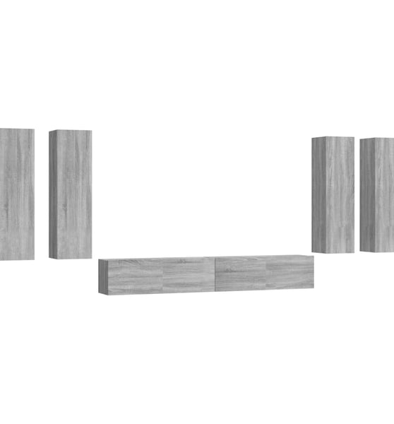6-tlg. TV-Schrank-Set Grau Sonoma Holzwerkstoff