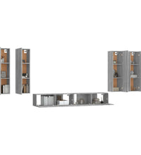 6-tlg. TV-Schrank-Set Grau Sonoma Holzwerkstoff