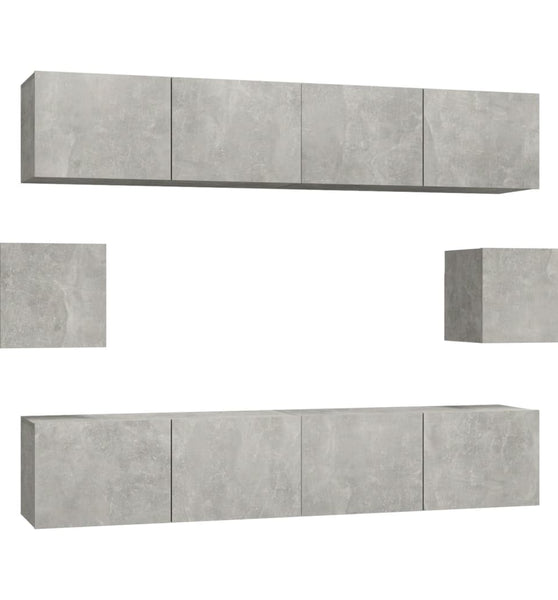 6-tlg. TV-Schrank-Set Betongrau Holzwerkstoff